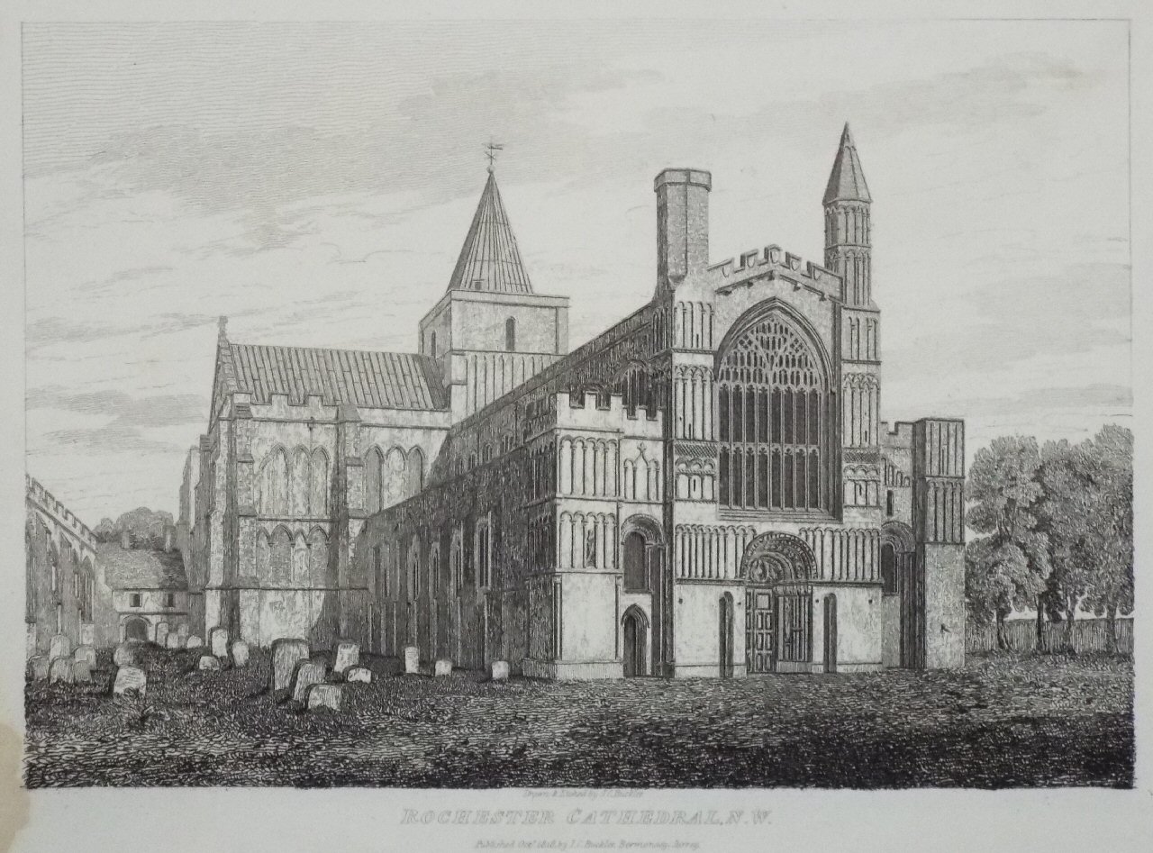 Etching - Rochester Cathedral, N.W. - Buckler